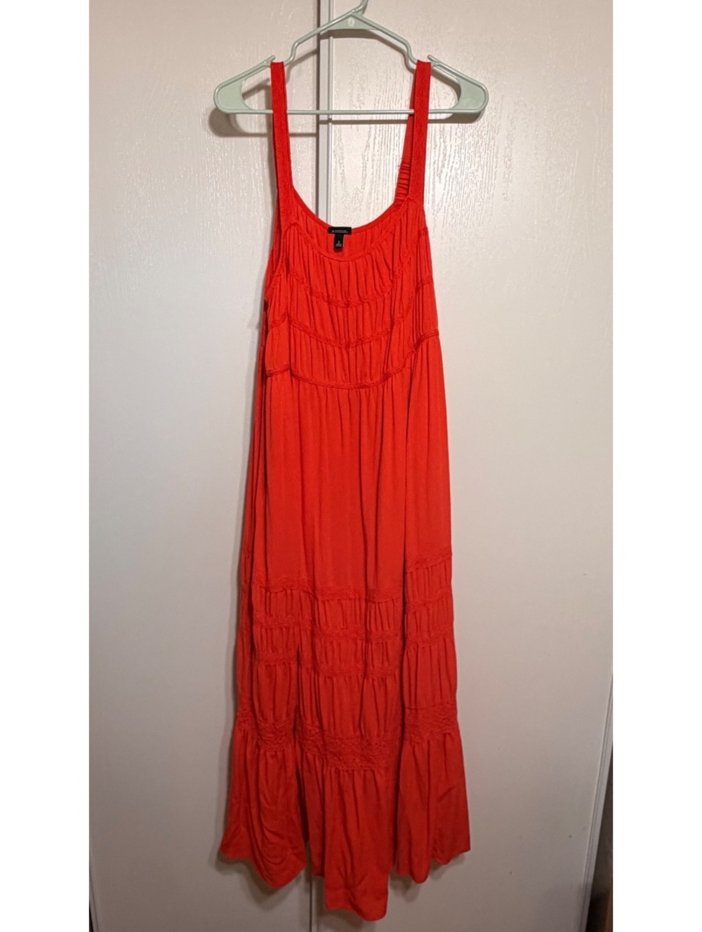 Torrid Size 2 Coral Orange Tiered Maxi Dress Sleeveless Boho Plus Size